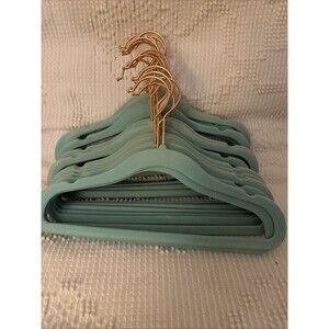 Teal Green Velvet Non Slip Hangers Kids Infant Toddlers Bundle Of 20